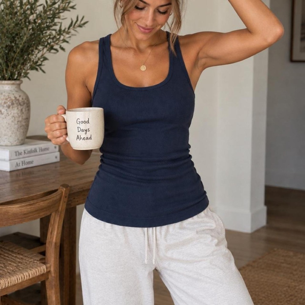 Vince Pima Cotton Navy ribbed tank top | size XS
